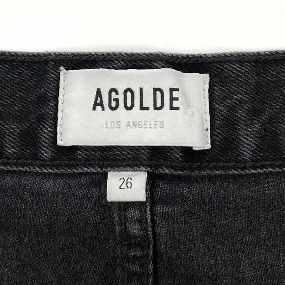 AGOLDE Parker Vintage Cutoff Denim Shorts Black Vortex Size 26 - Picture 3 of 5